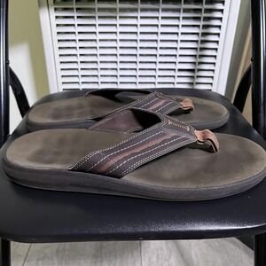 Clarks Sandals Shoes Mens Size 13 Brown Slip On Comfort Flip Flop Beach Casual